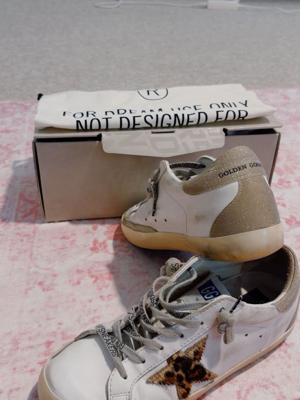 Golden Goose White Leather Low-Top Sneakers with Leopard Star - Picture 3 of 5